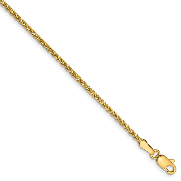 Million Charms 14k Yellow Gold 1.4mm Diamond-Cut Spiga Chain, Chain Length: 7 inches