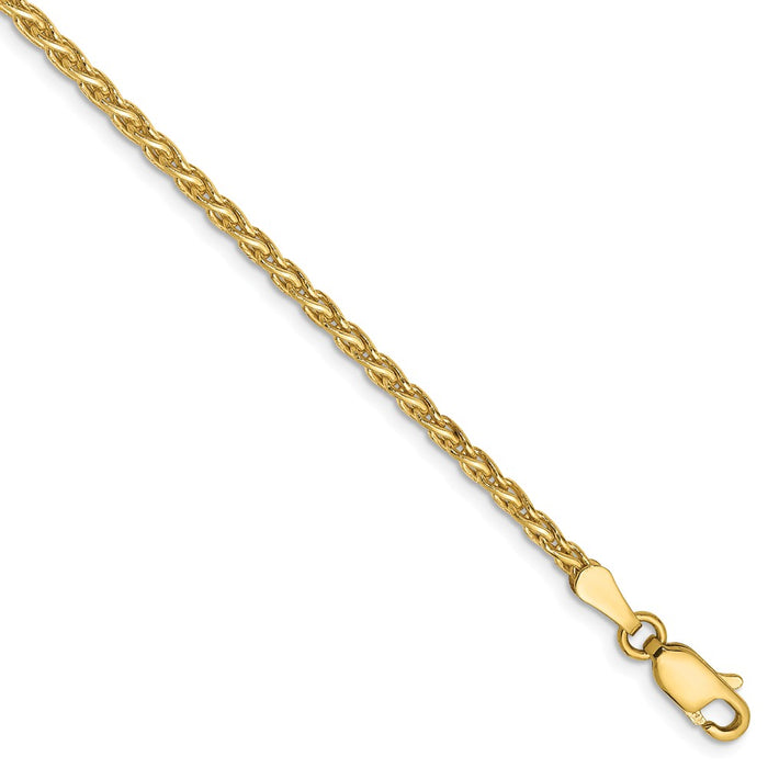 Million Charms 14k Yellow Gold 2.25mm Parisian Wheat Chain, Chain Length: 7 inches