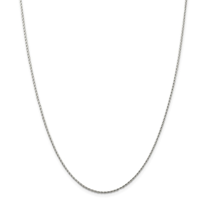 Million Charms 14k White Gold, Necklace Chain, 1.25mm Round Parisian Wheat Chain, Chain Length: 16 inches