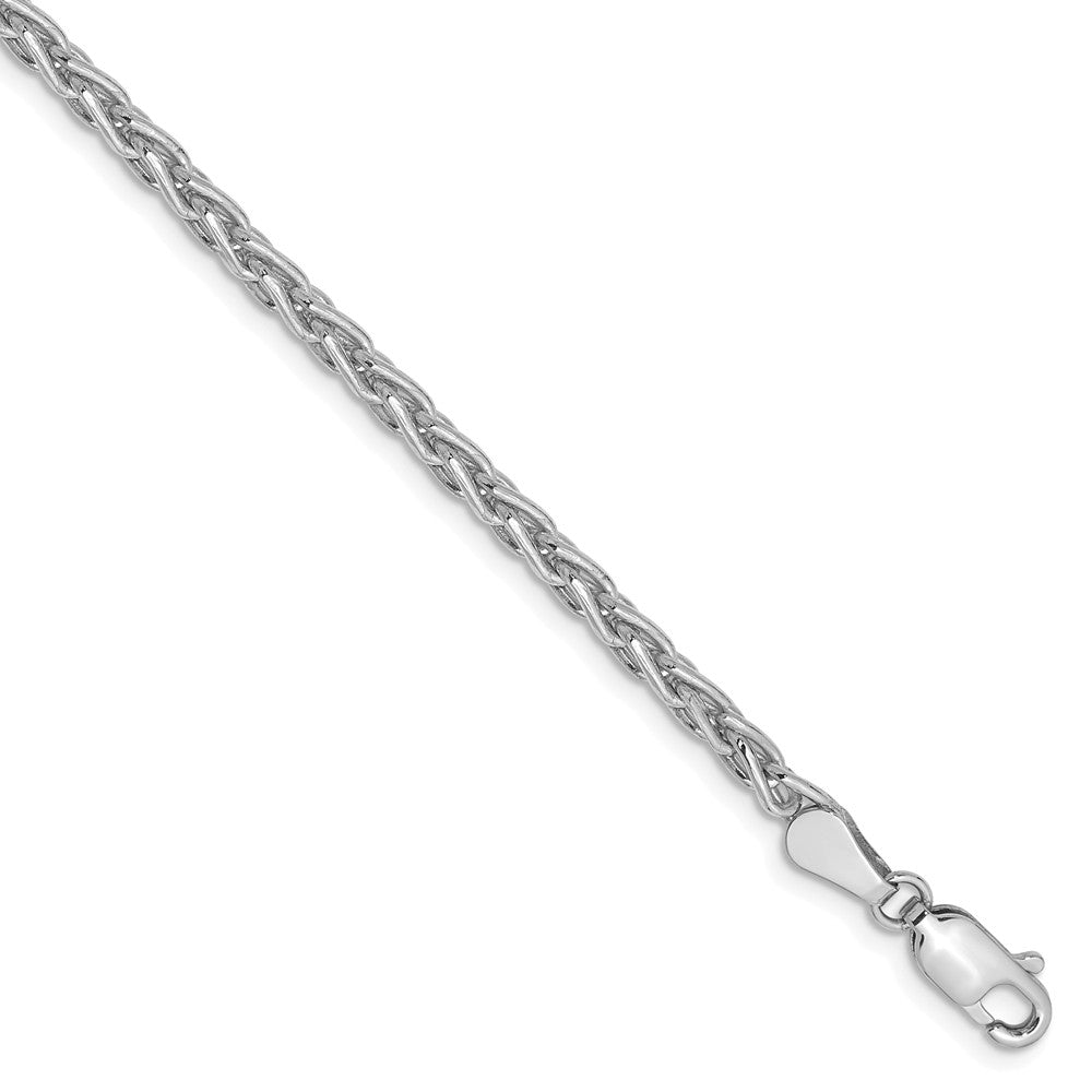Million Charms 14k White Gold 3mm Parisian Wheat Chain, Chain Length: 7 inches
