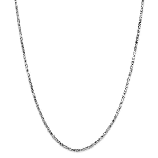 Million Charms 14k 2mm WG Byzantine Chain, Chain Length: 16 inches