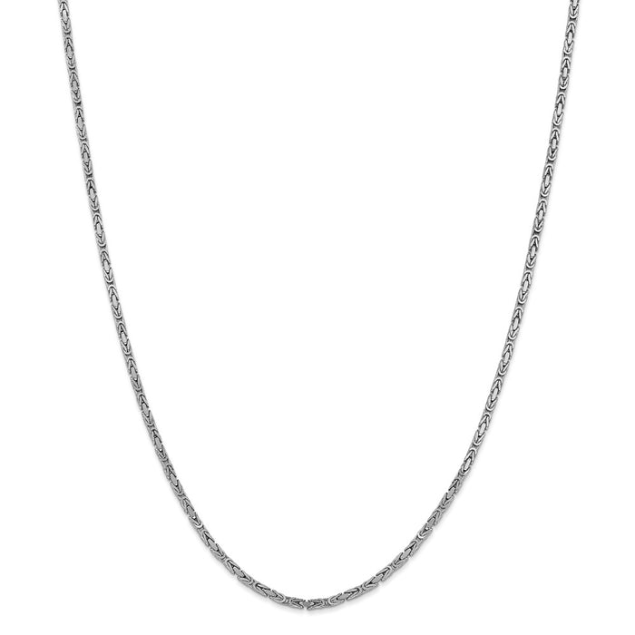 Million Charms 14k 2mm WG Byzantine Chain, Chain Length: 18 inches