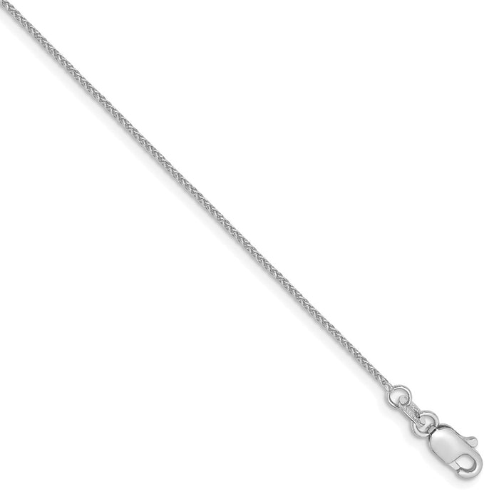Million Charms 14k White Gold .8mm Spiga Chain Anklet, Chain Length: 10 inches