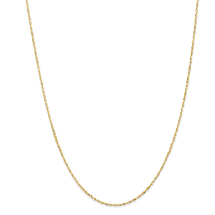 Million Charms 14k Yellow Gold, Necklace Chain, 1.10mm Singapore Chain, Chain Length: 24 inches