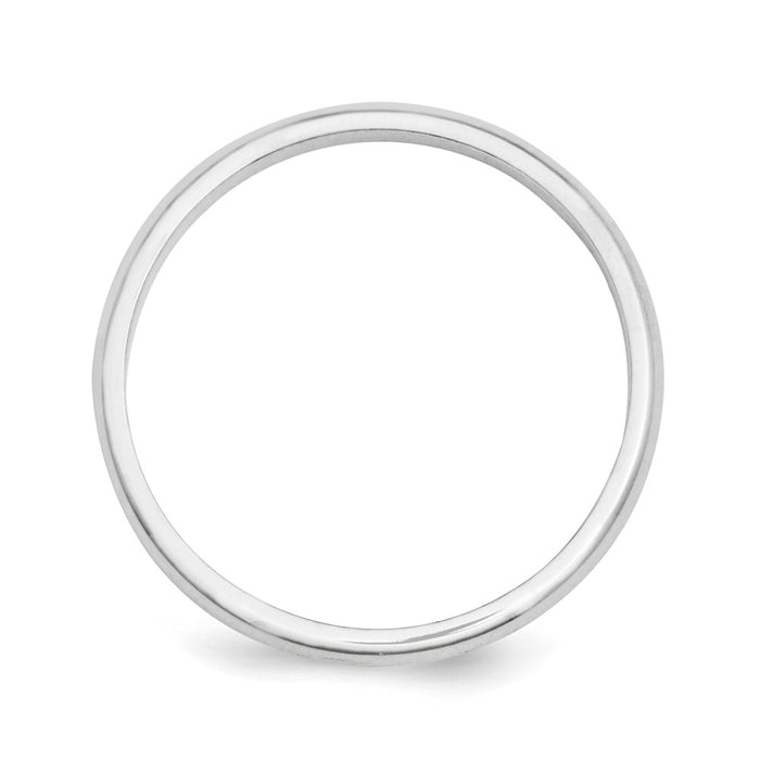 Platinum 2mm Half-Round Wedding Band, Size: 6