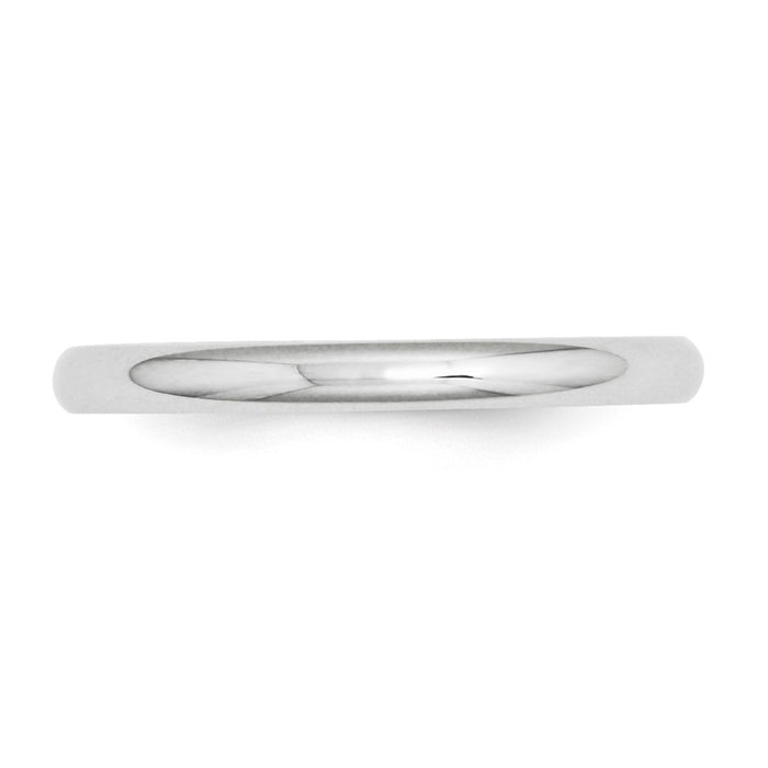 Platinum 2mm Half-Round Wedding Band, Size: 9