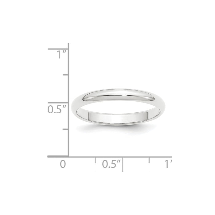 Platinum 3mm Half-Round Wedding Band, Size: 7