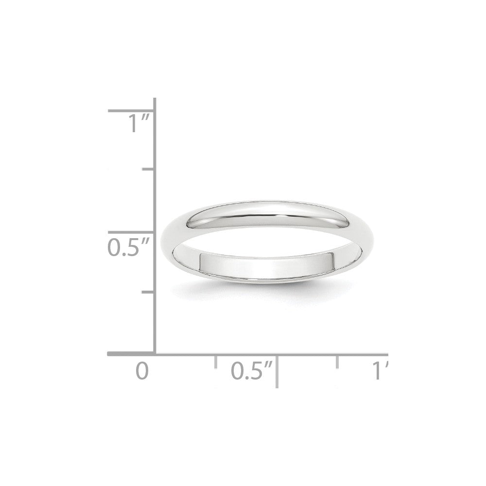 Platinum 3mm Half-Round Wedding Band, Size: 5