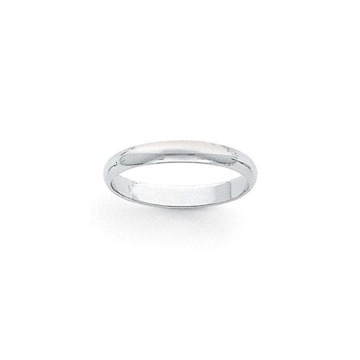 Platinum 3mm Half-Round Wedding Band, Size: 8.5