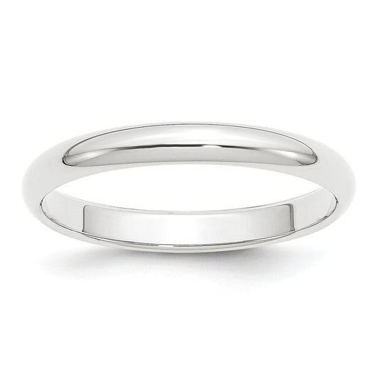Platinum 3mm Half-Round Wedding Band, Size: 4