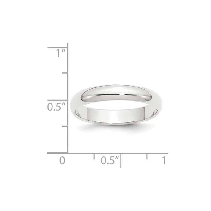 Platinum 4mm Half-Round Wedding Band, Size: 4.5
