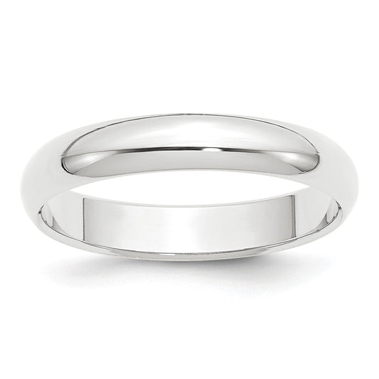 Platinum 4mm Half-Round Wedding Band, Size: 10