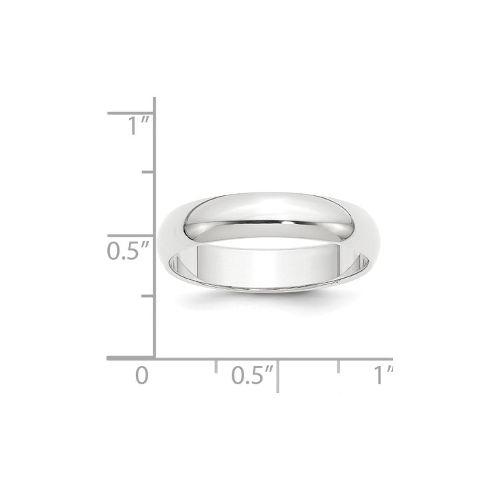 Platinum 5mm Half-Round Wedding Band, Size: 9