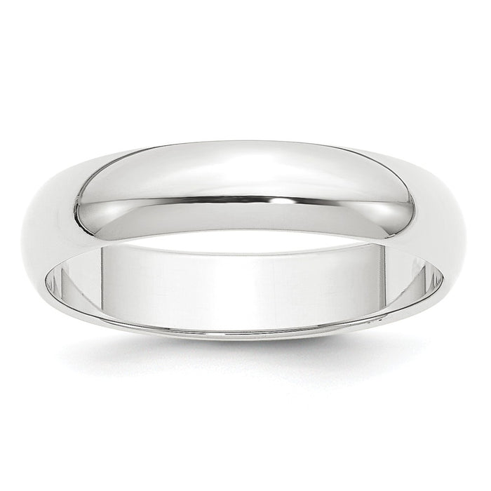 Platinum 5mm Half-Round Wedding Band, Size: 5