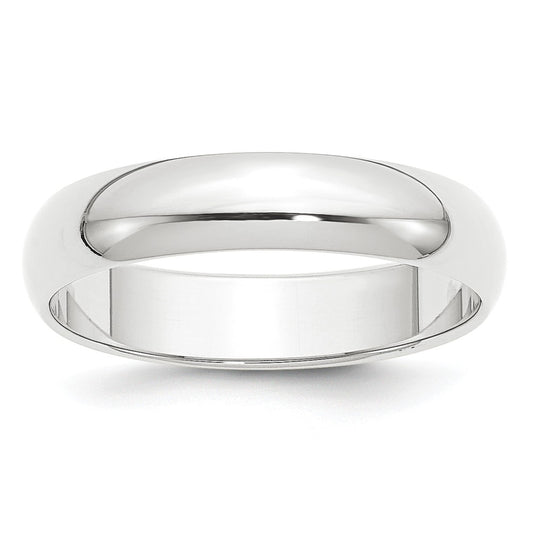 Platinum 5mm Half-Round Wedding Band, Size: 6
