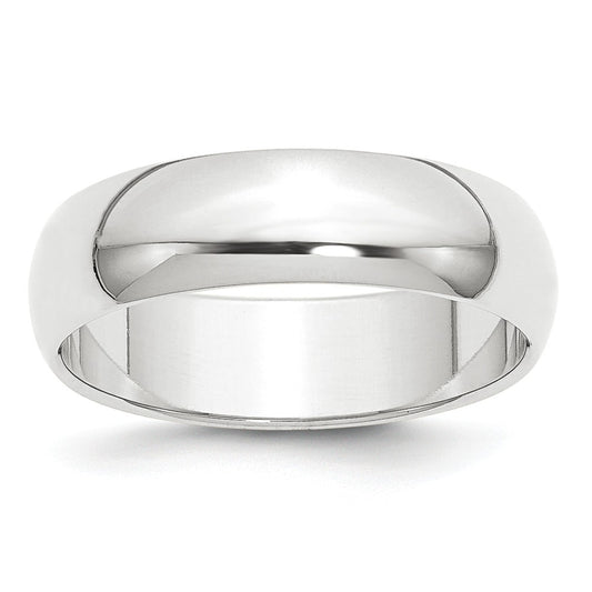 Platinum 6mm Half-Round Wedding Band, Size: 9