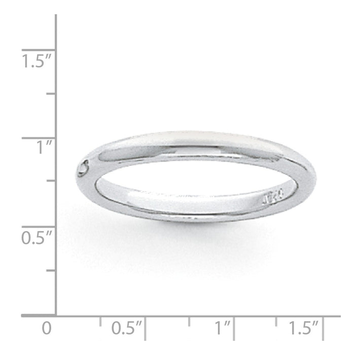 Platinum 3mm Half-Round Comfort Fit Lightweight Wedding Band, Size: 7.5