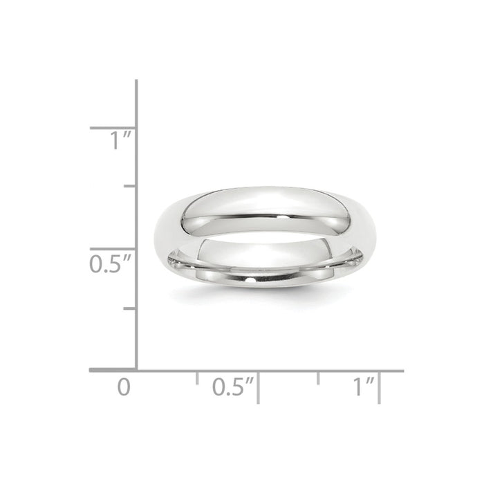 Platinum 5mm Half-Round Comfort Fit Lightweight Wedding Band, Size: 9.5