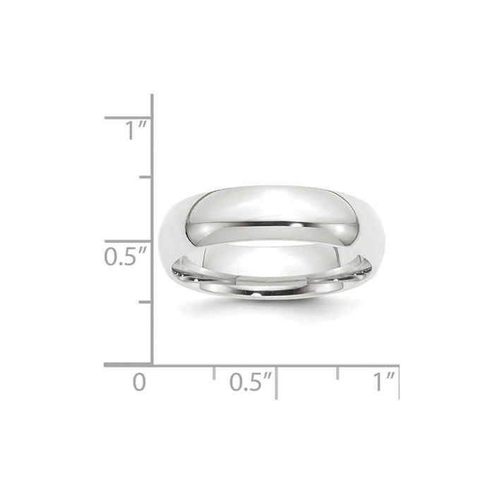 Platinum 6mm Half-Round Comfort Fit Lightweight Wedding Band, Size: 6