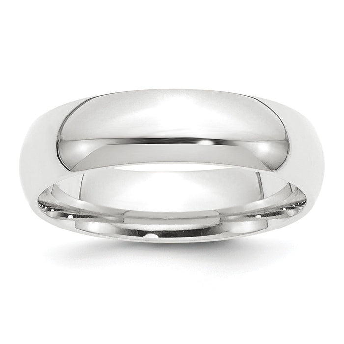 Platinum 6mm Half-Round Comfort Fit Lightweight Wedding Band, Size: 9.5