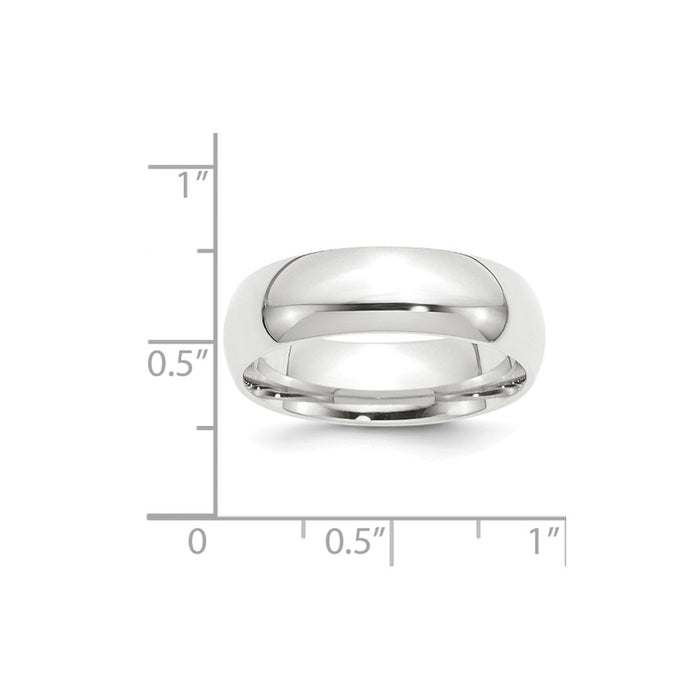 Platinum 8mm Half-Round Comfort Fit Lightweight Wedding Band, Size: 7.5