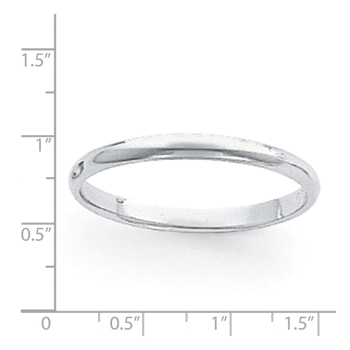 Platinum 3mm Half-Round Featherweight Wedding Band, Size: 9.5