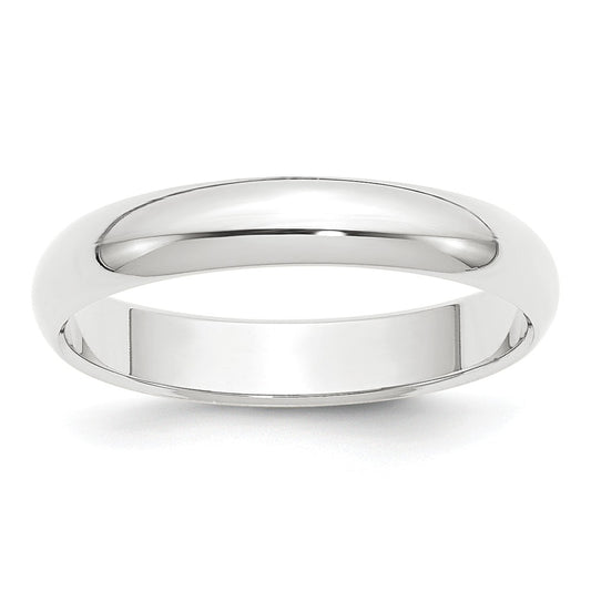 Platinum 4mm Half-Round Featherweight Wedding Band, Size: 10