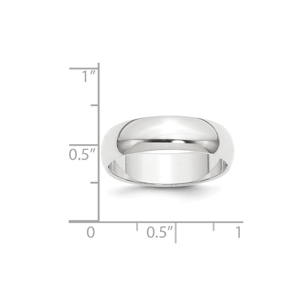 Platinum 6mm Half-Round Featherweight Wedding Band, Size: 6