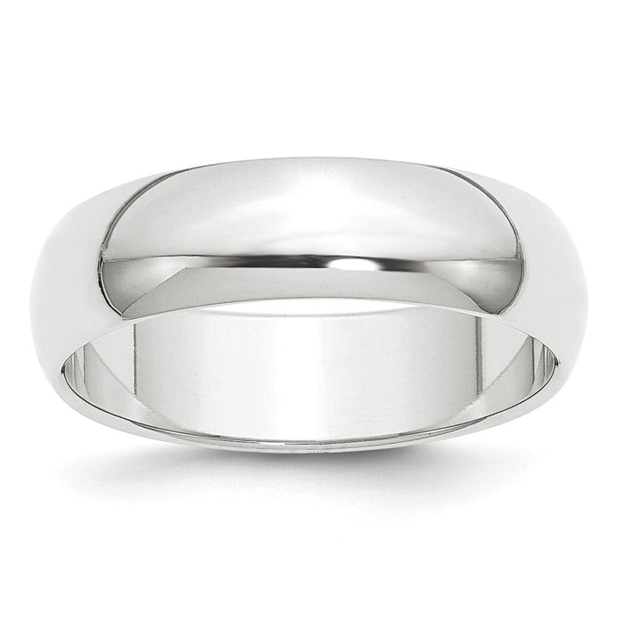 Platinum 6mm Half-Round Featherweight Wedding Band, Size: 10.5