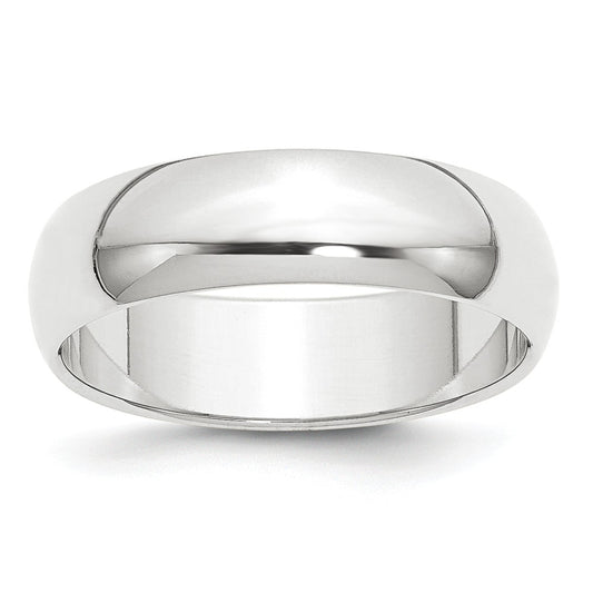 Platinum 6mm Half-Round Featherweight Wedding Band, Size: 8