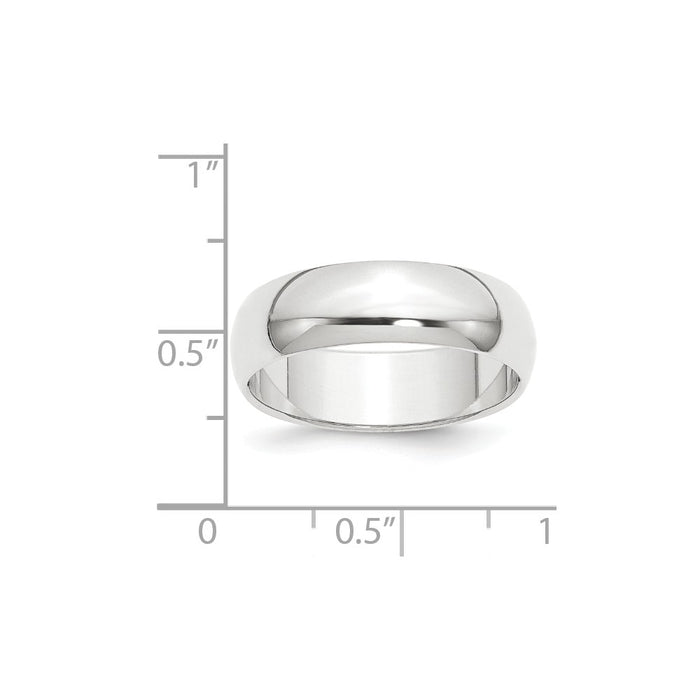 Platinum 8mm Half-Round Featherweight Wedding Band, Size: 7.5