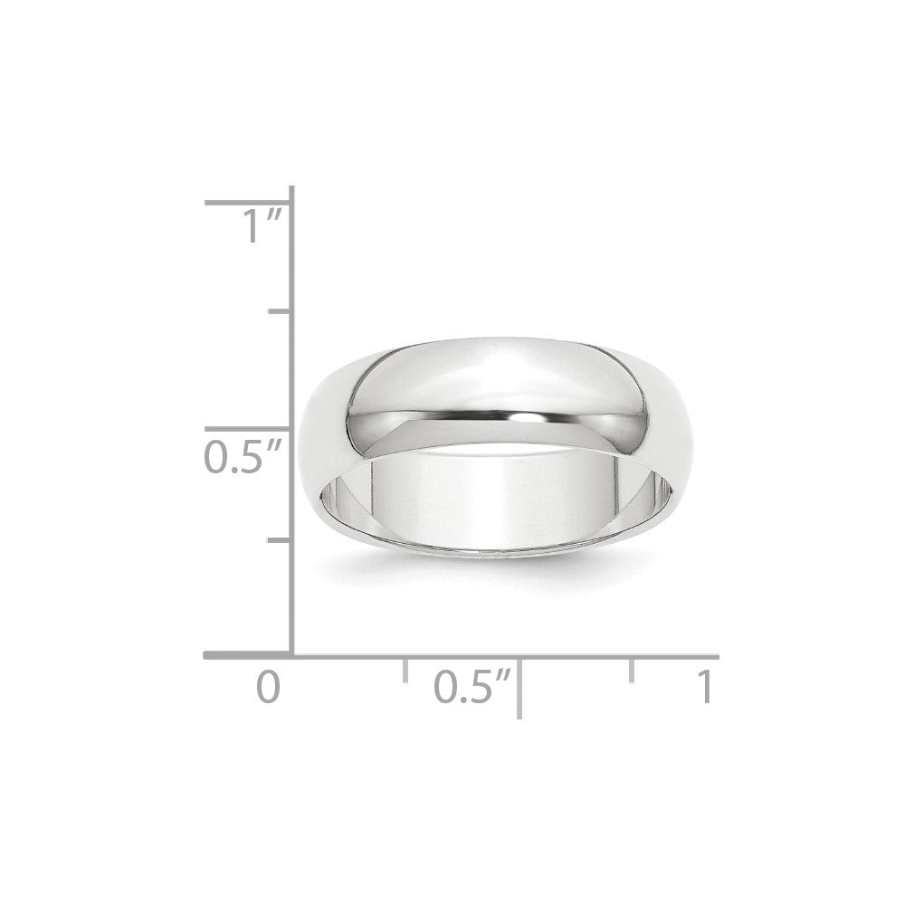 Platinum 8mm Half-Round Featherweight Wedding Band, Size: 6.5