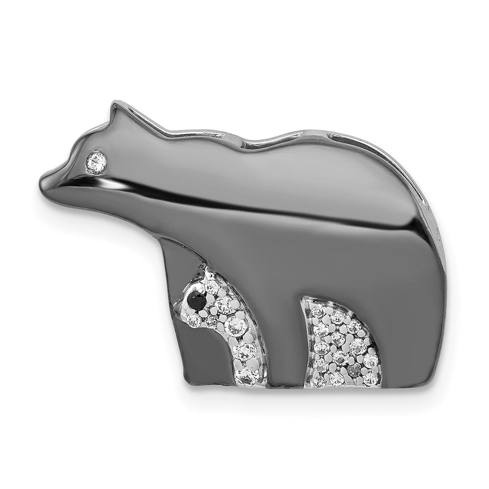 Million Charms 14K White Gold Themed Diamond Bears Pendant