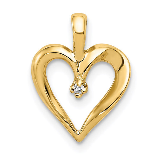 Dije de corazón de diamante AA con temática de oro amarillo de 14 quilates Million Charms