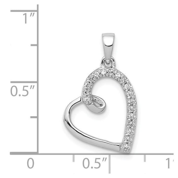 Million Charms 14K White Gold Themed Diamond Heart Pendant