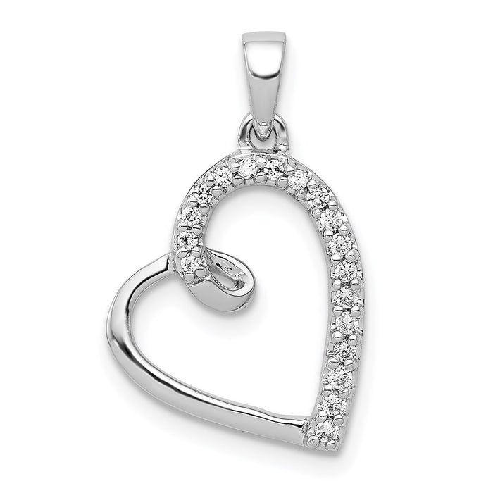 Million Charms 14K White Gold Themed Diamond Heart Pendant