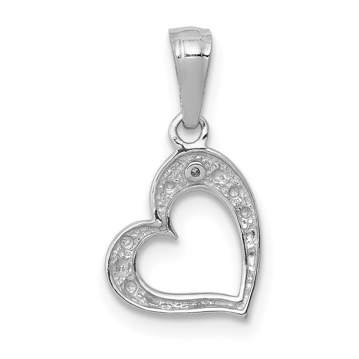 Million Charms 14K White Gold Themed .01Ct. Diamond Heart Pendant