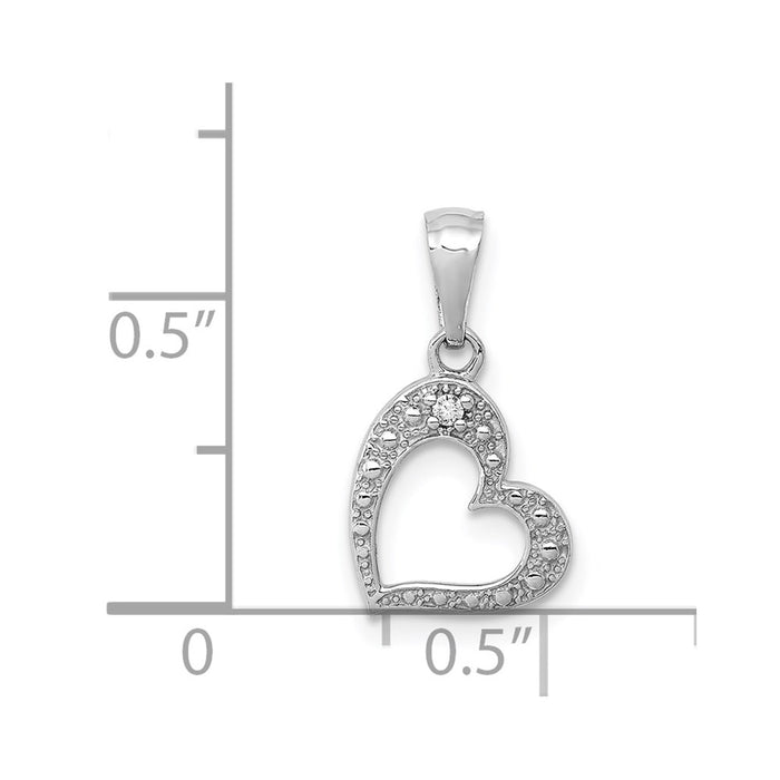 Million Charms 14K White Gold Themed .01Ct. Diamond Heart Pendant