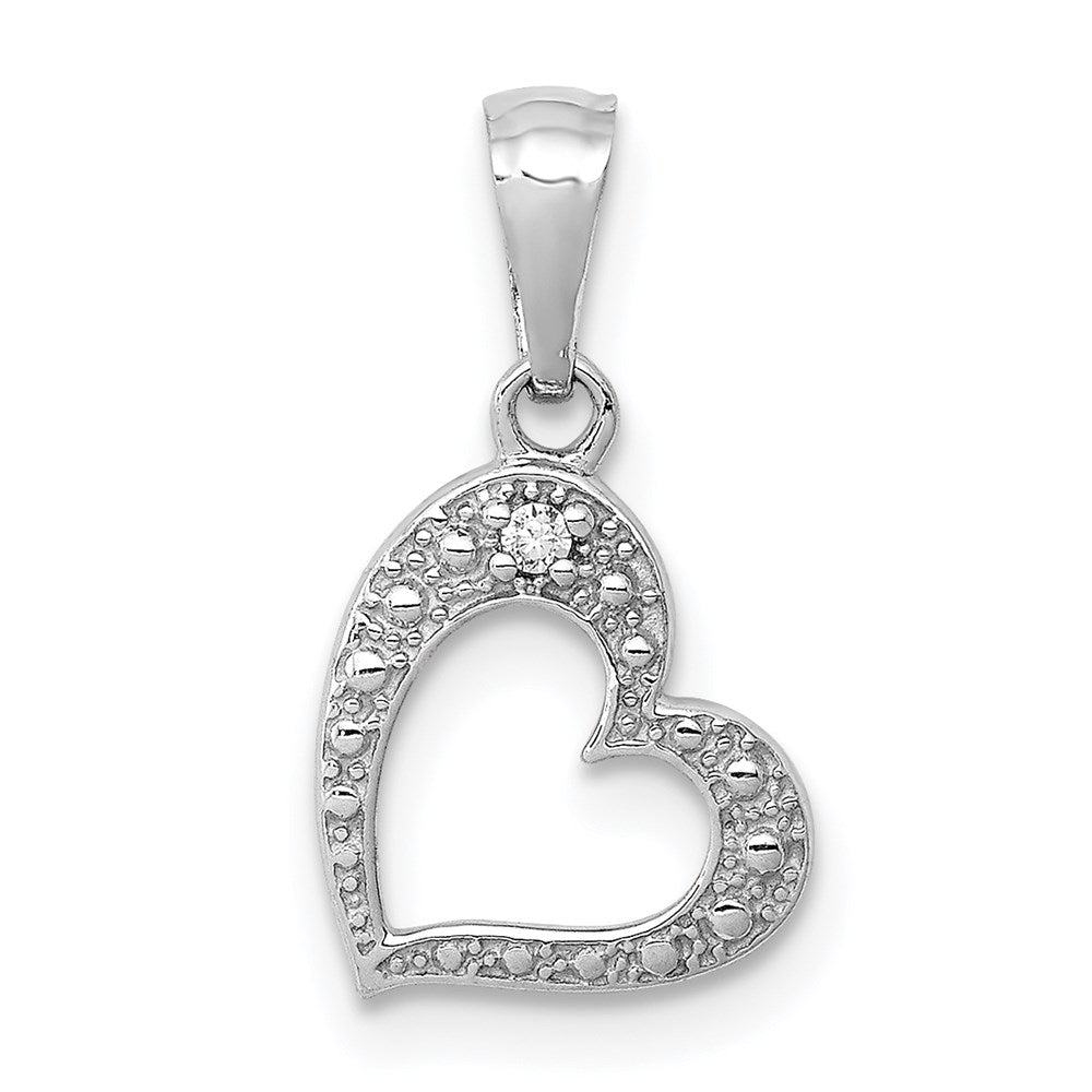Million Charms 14K White Gold Themed .01Ct. Diamond Heart Pendant