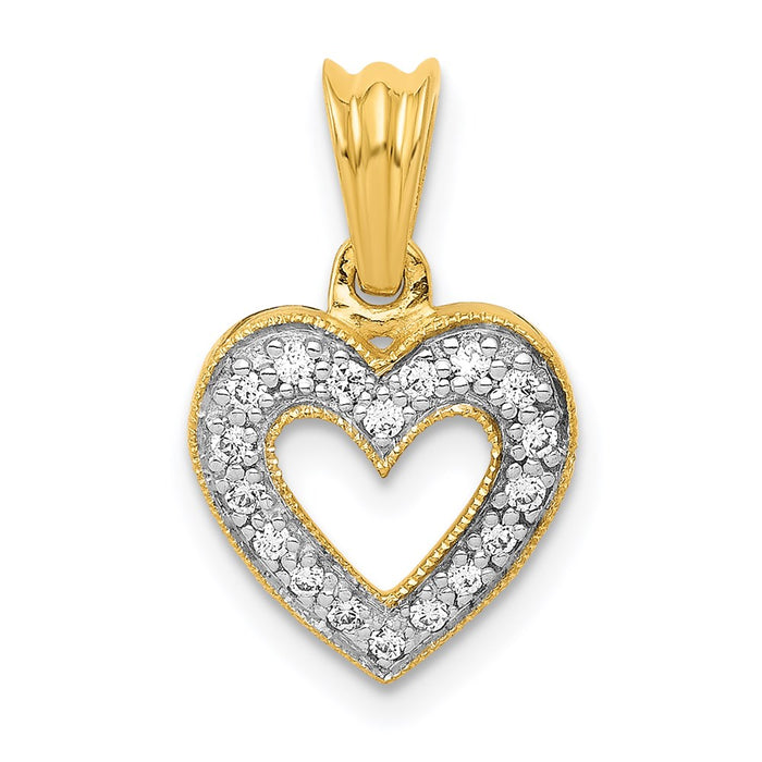 Million Charms 14K Yellow Gold Themed Diamond Heart Pendant