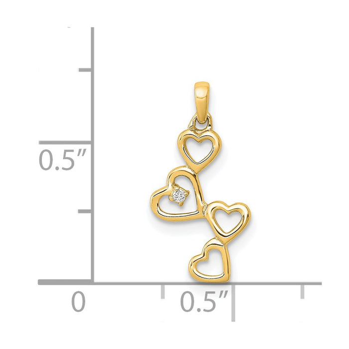 Million Charms 14K Yellow Gold Themed Diamond Heart Pendant