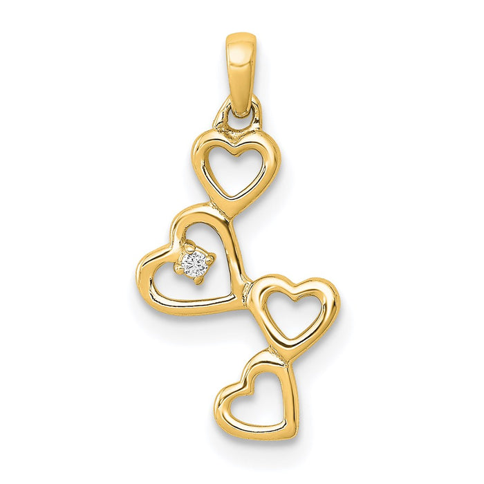 Million Charms 14K Yellow Gold Themed Diamond Heart Pendant