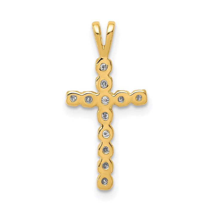 Million Charms 14K Yellow Gold Themed Aa Diamond Latin Relgious Cross Pendant