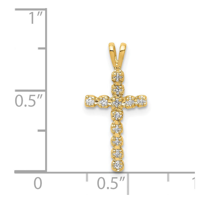 Million Charms 14K Yellow Gold Themed Aa Diamond Latin Relgious Cross Pendant