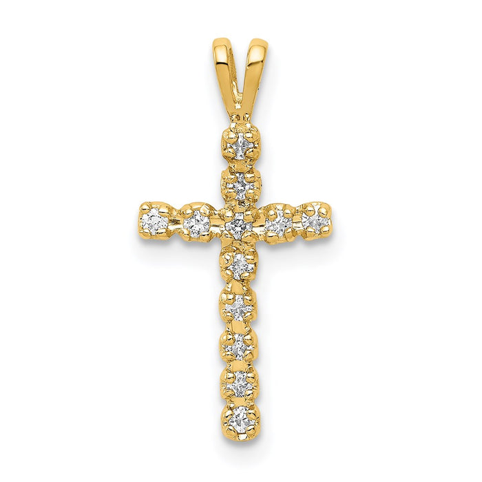 Million Charms 14K Yellow Gold Themed Aa Diamond Latin Relgious Cross Pendant