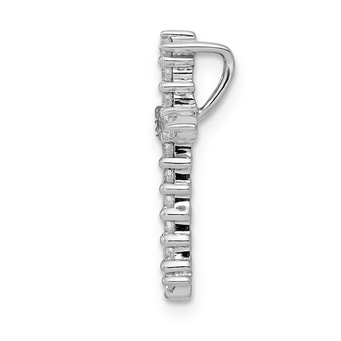 Million Charms 14K White Gold Themed Aa Diamond Relgious Cross Chain Slide
