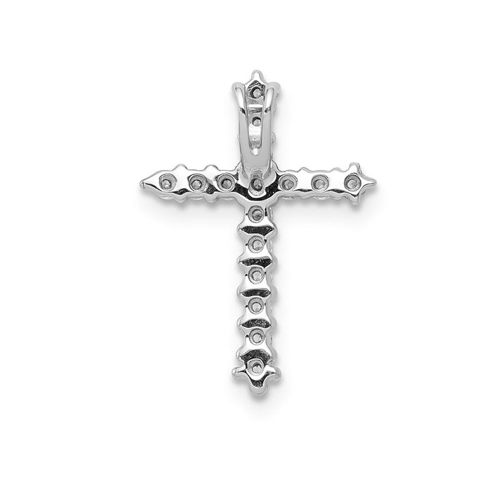 Million Charms 14K White Gold Themed Aa Diamond Relgious Cross Chain Slide