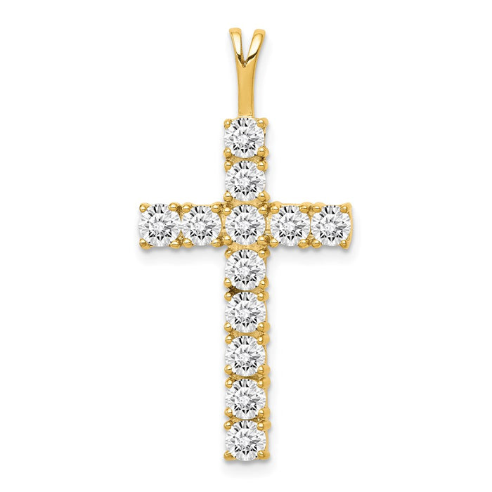 Million Charms 14K Yellow Gold Themed Aa Diamond Latin Relgious Cross Pendant