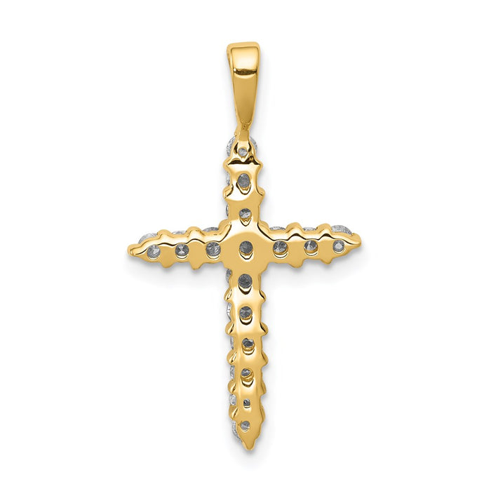 Million Charms 14K Yellow Gold Themed Aa Diamond Relgious Cross Pendant