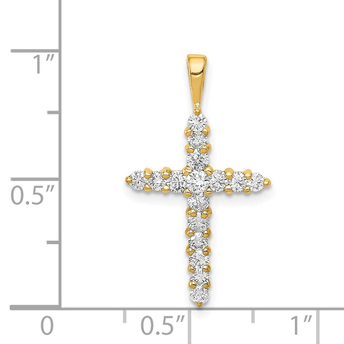 Million Charms 14K Yellow Gold Themed Aa Diamond Relgious Cross Pendant